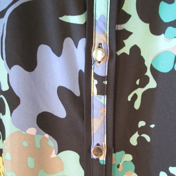 Worthington Stretch Women's Long Sleeve Blouse Sz XL Floral Print Gold B… - Picture 4 of 5